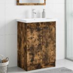 vidaXL Kúpeľňová skrinka pod umývadlo Dymový dub 78,5 x 37,5 x 81 cm