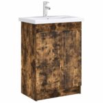 vidaXL Kúpeľňová skrinka pod umývadlo Dymový dub 78,5 x 37,5 x 81 cm – Obrázok 3