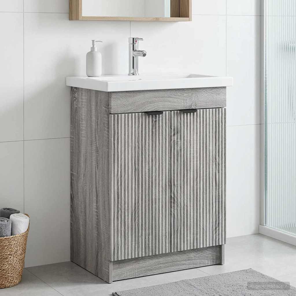 890110_1.jpg vidaXL Kúpeľňová skrinka pod umývadlo Sivý Sonoma 78,5 x 37,5 x 81 cm – Obrázok 1