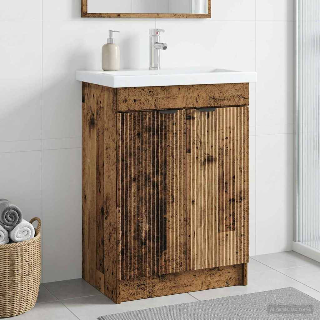 890112_1.jpg vidaXL Kúpeľňová skrinka pod umývadlo Staré drevo 78,5 x 37,5 x 81 cm – Obrázok 1