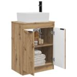 vidaXL Kúpeľňová skrinka s umývadlom Dub artisan 54 x 35 x 83 cm – Obrázok 3