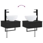 vidaXL Nástenné umývadlo Čierna 40 x 35 x 39 cm Kompozitné drevo – Obrázok 8