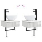 vidaXL Nástenné umývadlo Biela s vysokým leskom 40 x 35 x 39 cm – Obrázok 8