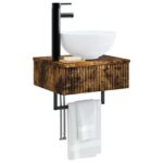 vidaXL Nástenné umývadlo Dymový dub 40 x 35 x 39 cm Kompozitné drevo – Obrázok 3