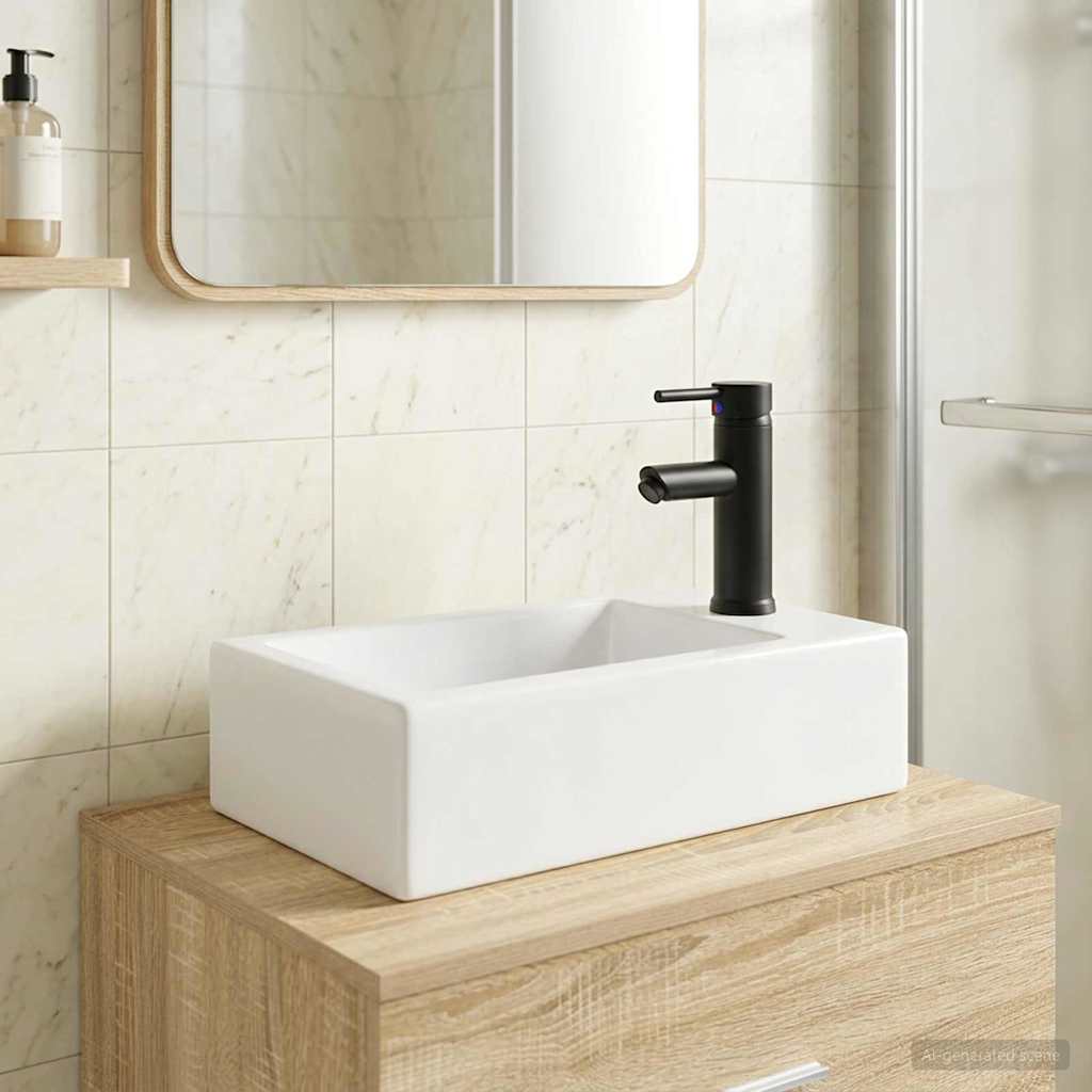 890223_1.jpg vidaXL Umývadlo do kúpeľne Matná čierna 45,5 x 25,5 x 13 cm Kov – Obrázok 1