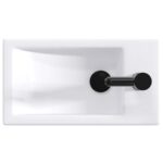 vidaXL Umývadlo do kúpeľne Matná čierna 45,5 x 25,5 x 13 cm Kov – Obrázok 7