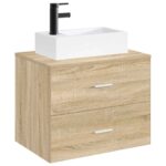 vidaXL Umývadlo do kúpeľne Matná čierna 45,5 x 25,5 x 13 cm Kov – Obrázok 3