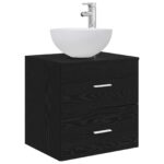 vidaXL Umývadlo s nástennou montážou Čierny dub 49,5 x 35 x 63 cm – Obrázok 2