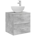 vidaXL Umývadlo s nástennou montážou Betónovo sivá 49,5 x 35 x 63 cm – Obrázok 2