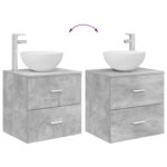 vidaXL Umývadlo s nástennou montážou Betónovo sivá 49,5 x 35 x 63 cm – Obrázok 8