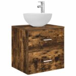 vidaXL Umývadlo s nástennou montážou Dymový dub 49,5 x 35 x 63 cm – Obrázok 2