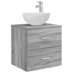 vidaXL Umývadlo s nástennou montážou Sivý Sonoma 49,5 x 35 x 63 cm – Obrázok 2