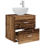 vidaXL Umývadlo s nástennou montážou Staré drevo 49,5 x 35 x 63 cm – Obrázok 3