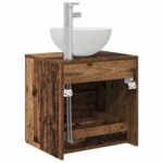 vidaXL Umývadlo s nástennou montážou Staré drevo 49,5 x 35 x 63 cm – Obrázok 5