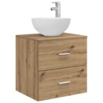 vidaXL Umývadlo s nástennou montážou Dub artisan 49,5 x 35 x 63 cm – Obrázok 2