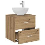 vidaXL Umývadlo s nástennou montážou Dub artisan 49,5 x 35 x 63 cm – Obrázok 3