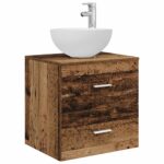 vidaXL Nástenná umývadlová skrinka Staré drevo 49,5 x 41 x 64,5 cm – Obrázok 2