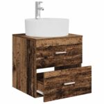 vidaXL Nástenná umývadlová skrinka Staré drevo 49,5 x 44,5 x 65 cm – Obrázok 3