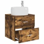 vidaXL Nástenná umývadlová skrinka Dymový dub 49,5 x 44,5 x 66 cm – Obrázok 3