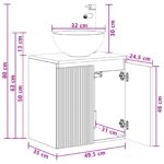 vidaXL Nástenná umývadlová skrinka Dymový dub 49,5 x 35 x 63 cm – Obrázok 9