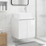 vidaXL Nástenná umývadlová skrinka Biela s vysokým leskom