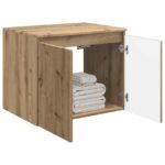 vidaXL Závesná kúpeľňová skriňa Dub artisan 62,5 x 44,5 x 50 cm – Obrázok 3