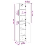 vidaXL Závesná kúpeľňová skriňa Betónovo sivá 33 x 34,5 x 160 cm – Obrázok 9