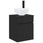 vidaXL Nástenné umývadlo s nábytkovou skrinkou Čierna 39 x 35 x 63 cm – Obrázok 2