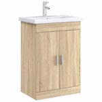 vidaXL Skriňa pod umývadlo do kúpeľne Dub sonoma 56 x 37,5 x 81 cm – Obrázok 3