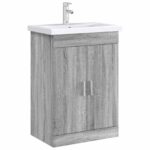 vidaXL Skriňa pod umývadlo do kúpeľne Sivý Sonoma 56 x 37,5 x 81 cm – Obrázok 3