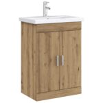 vidaXL Skriňa pod umývadlo do kúpeľne Dub artisan 78,5 x 37,5 x 81 cm – Obrázok 3