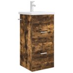 vidaXL Kúpeľňová skrinka s umývadlom Dymový dub 42 x 40 x 84,5 cm – Obrázok 2
