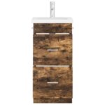 vidaXL Kúpeľňová skrinka s umývadlom Dymový dub 42 x 40 x 84,5 cm – Obrázok 3