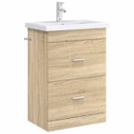 vidaXL Skriňa pod umývadlo do kúpeľne Dub sonoma 56 x 37,5 x 81 cm – Obrázok 3