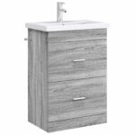 vidaXL Skriňa pod umývadlo do kúpeľne Sivý Sonoma 56 x 37,5 x 81 cm – Obrázok 3