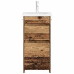 vidaXL Kúpeľňová skrinka s umývadlom Staré drevo 42 x 40 x 84,5 cm – Obrázok 3
