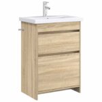 vidaXL Skriňa pod umývadlo do kúpeľne Dub sonoma 56 x 37,5 x 81 cm – Obrázok 3