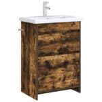vidaXL Skriňa pod umývadlo do kúpeľne Dymový dub 56 x 37,5 x 81 cm – Obrázok 3