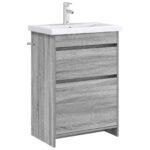vidaXL Skriňa pod umývadlo do kúpeľne Sivý Sonoma 56 x 37,5 x 81 cm – Obrázok 3