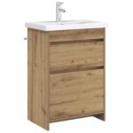 vidaXL Skriňa pod umývadlo do kúpeľne Dub artisan 56 x 37,5 x 81 cm – Obrázok 3