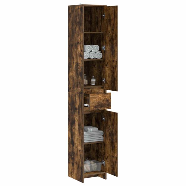 vidaXL Kúpeľňová skriňa Dymový dub 30 x 33 x 190 cm Kompozitné drevo – Obrázok 3