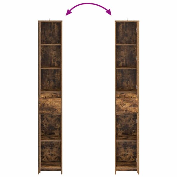 vidaXL Kúpeľňová skriňa Dymový dub 30 x 33 x 190 cm Kompozitné drevo – Obrázok 7