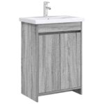 vidaXL Skriňa pod umývadlo do kúpeľne Sivý Sonoma 56 x 37,5 x 81 cm – Obrázok 3