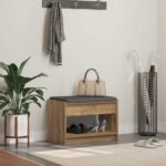 vidaXL Predsieňová lavica s vankúšom Remeselný Dub 63 x 38 x 45 cm
