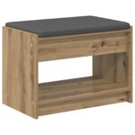 vidaXL Predsieňová lavica s vankúšom Remeselný Dub 63 x 38 x 45 cm – Obrázok 2