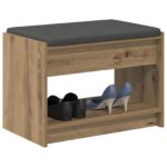 vidaXL Predsieňová lavica s vankúšom Remeselný Dub 63 x 38 x 45 cm – Obrázok 3