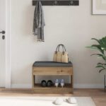 vidaXL Predsieňová lavica s vankúšom Remeselný Dub 63 x 38 x 45 cm – Obrázok 4