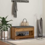vidaXL Predsieňová lavica s vankúšom Staré drevo 83 x 38 x 45 cm