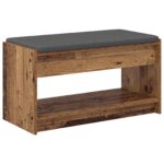 vidaXL Predsieňová lavica s vankúšom Staré drevo 83 x 38 x 45 cm – Obrázok 2