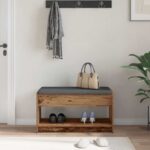 vidaXL Predsieňová lavica s vankúšom Staré drevo 83 x 38 x 45 cm – Obrázok 4